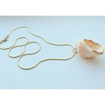 BEAUTIFUL SEA SHELL  DIPPED 24 GOLD COLORED  NECKLACE AT - $24.45