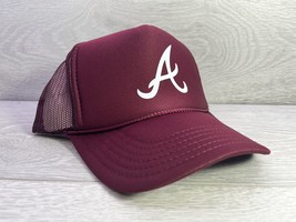 New Atlanta Atl Logo Wine Maroon Cap Hat 5 Panel High Crown Trucker Snapback - £19.09 GBP