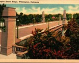 Washington Street Bridge Wilmington Delaware DE UNP Unused Linen Postcar... - $2.92