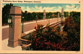 Washington Street Bridge Wilmington Delaware DE UNP Unused Linen Postcard A7 - £2.29 GBP