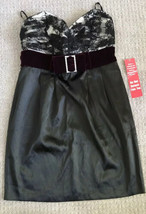 As u Wish Strapless Black Lace top Wide  Purple Belt Dress Junior Sz 7 - $4.94