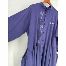 Blue Fish Clothing Button Front Maxi Dress Sz 2 Purple Hand Painted Long Sleeve - £176.03 GBP