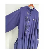 Blue Fish Clothing Button Front Maxi Dress Sz 2 Purple Hand Painted Long... - £173.67 GBP