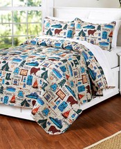 Campsite Quilt Sham or Sheet Set Twin Full/Queen or King Bedding Bedroom Curtain - £12.54 GBP+