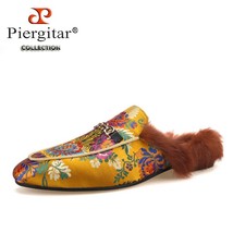 new style handmade purple silk men&#39;s slippers with back rabbit  Fashion party an - £222.85 GBP