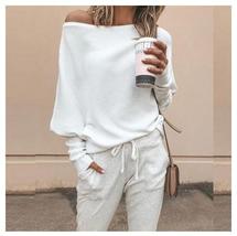 Women Sweaters Oversized Cashmere Off Shoulder Winter Pullover - £31.96 GBP