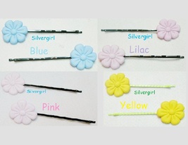 FUN Hand Created Bobby Pins YOU CHOOSE Blue Lilac Pink Yellow  - £4.31 GBP