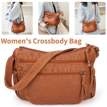 Women Vintage Handbag Tote Bag Soft PU Leather Crossbody Shoulder Pack P... - £26.37 GBP