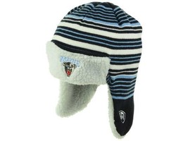 Maine Black Bears NCAA Battler Striped Trapper Style Knit Cap Ear Flap Hat Toque - $20.85