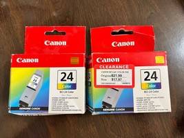 Canon BCI-24 Color Sealed Ink Cartridges Set of 2 New Old Stock 1 Open Box - £7.96 GBP