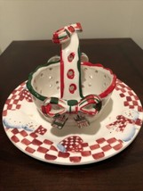 Bath &amp; Body Works Holiday Christmas Mitten Snowmen Basket &amp; Candle Plate - 1998 - £10.99 GBP