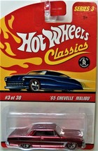 Hot Wheels Classics Series 3 -Blue &#39;65 Chevelle Malibu #3/30 - MOC - 1/64S - £6.13 GBP