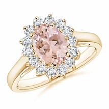 Authenticity Guarantee 
Princess Diana Morganite Ring with Diamond Halo in 14... - £903.39 GBP