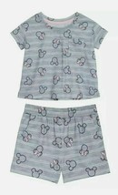 Disney™ ~ Minnie ~ Mickey Mouse ~ 2 Piece Pajama Set ~ Gray Striped ~ Si... - $20.00