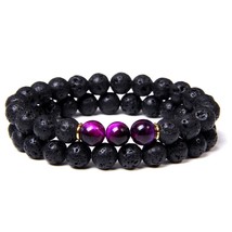 2pcs Fashion Natural Stone Lava Volcanic Beads Bracelet Tiger Eye Buddha Charm B - £9.50 GBP