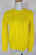 J. Crew Womens Perfect Cable Wool Crewneck Sweater Yellow E5683 S - £19.78 GBP