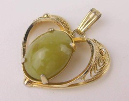 Exquisite Vintage 12kt Gold Jade Pendant - £29.19 GBP