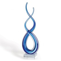 11" Clear and Blue Murano Glass Modern Abstract Tabletop Sculpture - $2,373.06 MXN