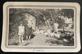 B &amp;W Photograph Moms And Kids Hanging Out With The Chickens 1926 - $6.50