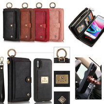 For iPhone 11 12 XS 6 7 8+ Magnetic Leather Wallet Flip back Case Cover - £63.43 GBP