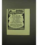 1950 Bill Miller&#39;s Riviera Ad - Opening April 25th The Vagabonds Rose Marie - £14.55 GBP