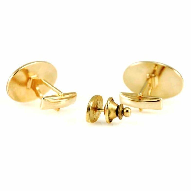 Vintage Mens Cufflinks + Tie Tack Gold Tone W Stone 1970S Mens Vintage Jewelry Item image 2