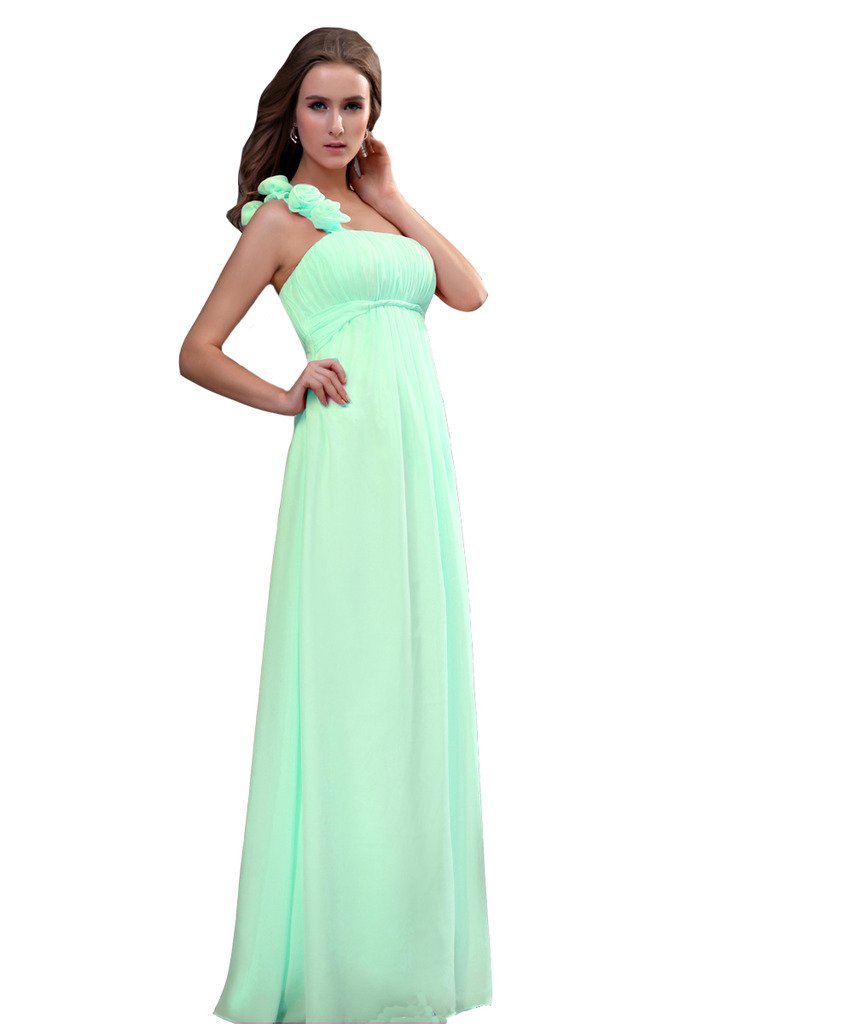 Kivary Women's Long Floral One Shoulder Prom Bridesmaid Dresses Mint US 14