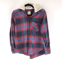 American Eagle Womens Vintage Boyfriend Button Down Hood Pocket Flannel Shirt S - £11.31 GBP