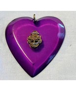 Vintage Purple Plastic Heart Shaped Pendant w USN United States Navy Emblem - $461.15 MXN