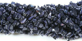 Blue Goldstone Chip Beads 34&quot; - 36&quot; Endless Strand or Necklace (1) Medium Chips - £2.33 GBP