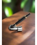 Flat Topped Black Carbon Fiber Sleeve Pen Cast in Resin with a Gold and Gunmetal - $44.99