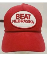 OKLAHOMA Red courdaroy Strapback Cap Hat BEAT NEBRASKA Leather Adjustabl... - $354.66 MXN