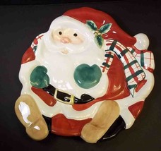 Santa canape appetizer plate Fitz &amp; Floyd Gift Gallery Holly Scarf Christmas - £8.97 GBP