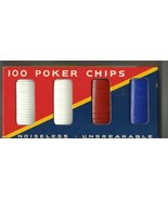 Dennison BOX Poker Chips No. 1042 w/ 100 Replaced Plastic Chips White Re... - $644.23 MXN