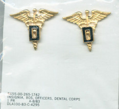 Army Dental Corps Branch Of Service Insignia Nip Gold Color Lot Of 10 Pairs - £15.76 GBP