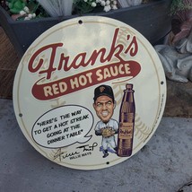 Vintage 1963 Frank&#39;s Red Hot Sauce &#39;&#39;Willie Mays&#39;&#39; Porcelain Gas &amp; Oil Sign - £98.32 GBP