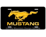 Ford Mustang Inspired Art Gold on Black FLAT Aluminum Novelty License Ta... - $17.99