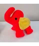 Eden Shake Me Elephant Rattle Plush neon Red Yellow Ears Rope Tail terry... - $530.18 MXN