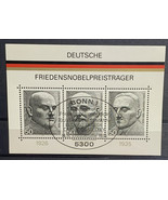 1975 German Block Of 3 Post Stamps Of Nobel Prize Awardees World Peace A... - $193.60 MXN