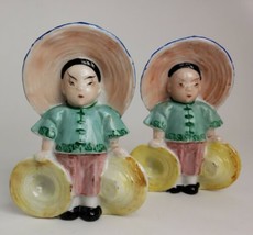 Vintage Ceramic Planter Lot 2 Asian Boys Occupied Japan Flower Pot Hand Painted - £27.60 GBP