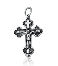 Sterling Silver 925 Orthodox Сrucifix Cross Necklace from Jerusalem 1&quot;/2... - £14.20 GBP