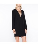IRO Anicie Front Lace-Up Virgin Wool Blend Mini Dress Black Size 42/US 10 - $39.59
