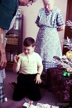1967 Husky Boy at Christmas with Grandma and Grandpa Ektachrome 35mm Color Slide - £2.72 GBP