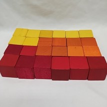 Lot Of (24) Vintage Autumn Color Toy Blocks 1&quot; Red Orange Yellow - $14.84