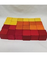 Lot Of (24) Vintage Autumn Color Toy Blocks 1&quot; Red Orange Yellow - $14.84