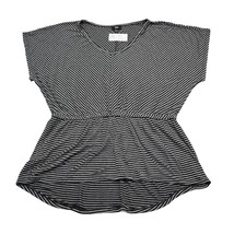 Mossimo Shirt Womens XL Gray Black Dolman Short Sleeve Round Neck Stripe Top - £17.92 GBP