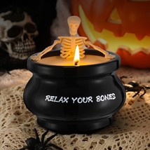 Halloween Decorations Indoor Halloween Candle Skeleton Candle Cauldron C... - £24.12 GBP