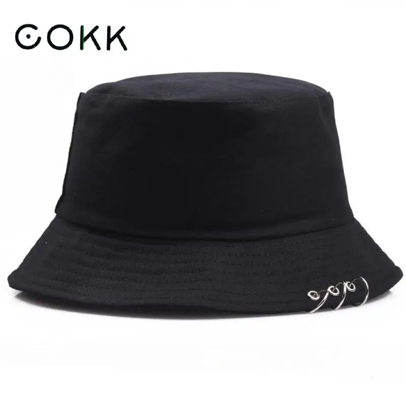 COKK Bucket Hat Women Men Summer Spring Fisherman Cap With  Hip Hop Flat Top Sol - £98.45 GBP