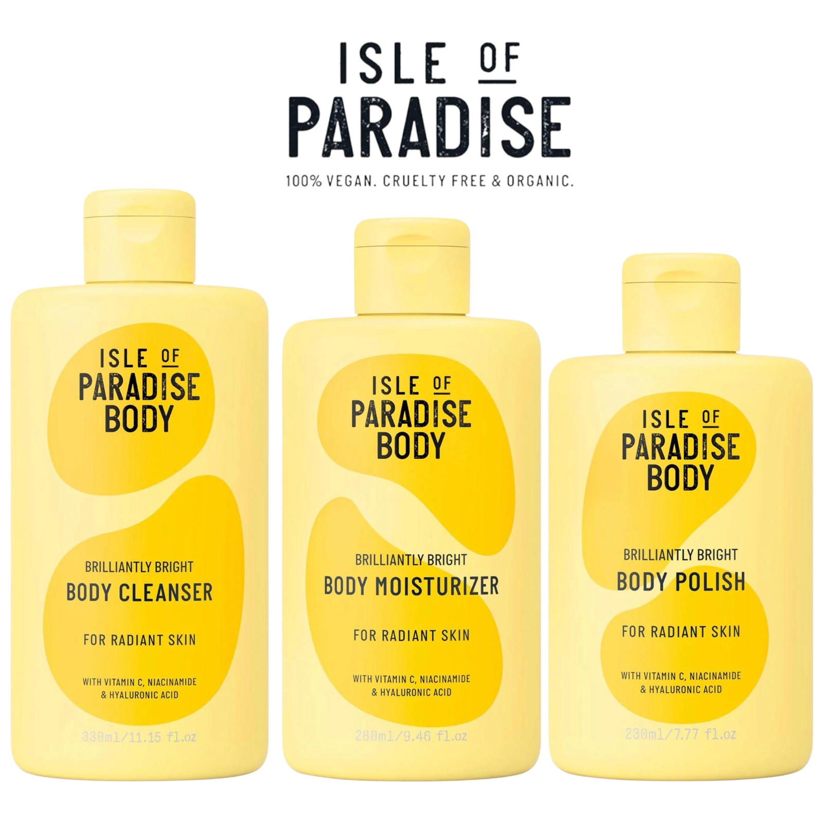 Isle of Paradise Brilliantly Bright Body Polish, Cleanser, Moisturizer Set - $58.00