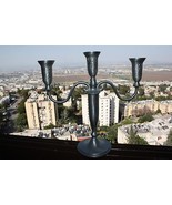 Vintage 3 Arm Metal Candlestick Candle Holder from Israel Jerusalem Holy... - €40,57 EUR